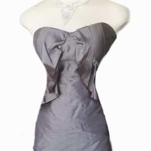TWELVE BY TWELVE Off Shoulder Strapless Top Corset Ruffled Taffeta Lined Grey  S